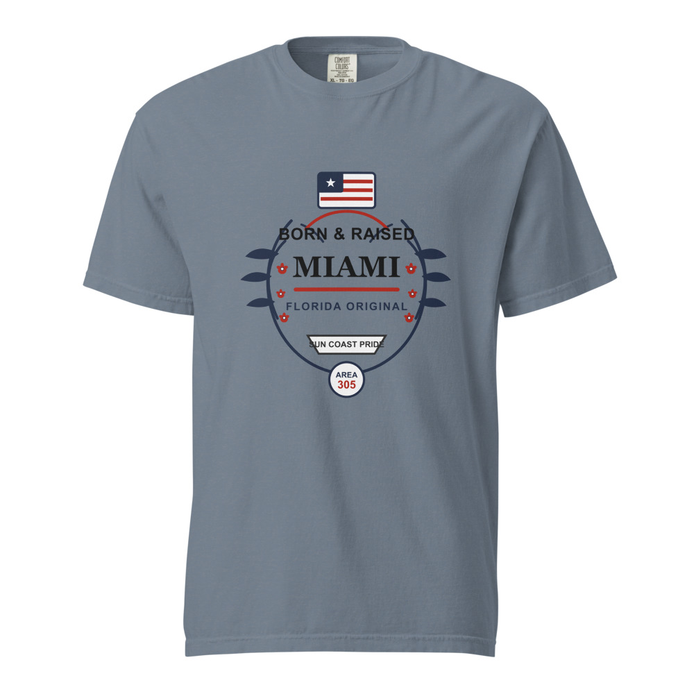 Miami Born & Raised shirt in Blue Jean