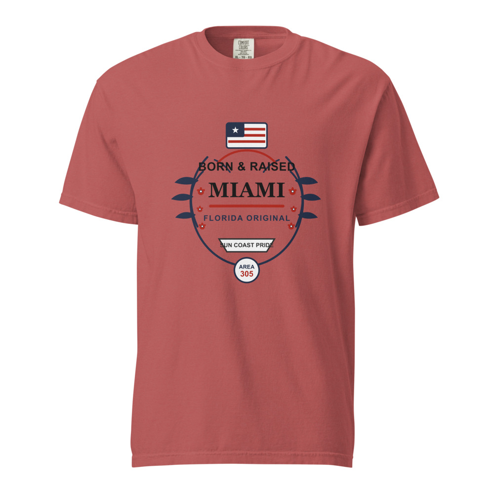 Miami Born & Raised shirt in Crimson