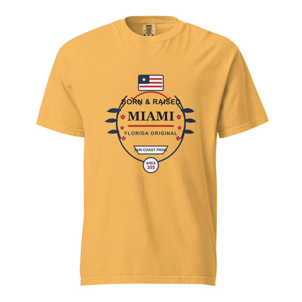Miami Born & Raised shirt in Mustard